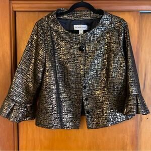 Victor Costa | Pristine Black Metallic Gold Evening Dress Jacket - Size 12